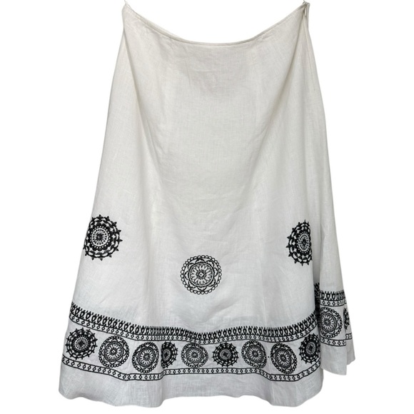 Vintage Y2K Linen Boho Medallion Embroidered Skirt Size 12 P Black White - Picture 8 of 8